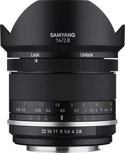 Objektiv Samyang MF 14mm F2.8 MK2 Canon M, ultra wide, fokus me dorë, i zi