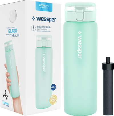 Shishe uji qelqi Wessper ActiveMax, 680ml, me filtër karboni, mente