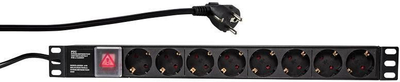 Kabllo energjie LogiLink PDU 19", 1U, 8x Schuko CEE 7/3, 2 m, i zi