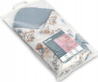 Mbështjellëse bebe Baby Nest Cone Muslin Dragons, 75x75 cm, blu jeans