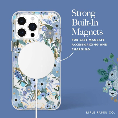 Këllëf telefoni Rifle Paper Co MagSafe, iPhone 15 Pro Max, hard case, Garden Party blu