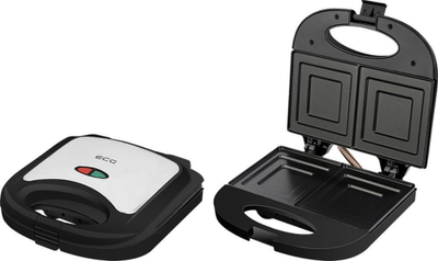 Toaster sanduiçesh ECG S 3172, 750W, me pllaka mos-ngjitëse, i zi me inox