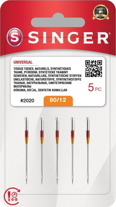 Gjilpëra makine qepëse Singer N2020, madhësia 12/80, set 10 copë, argjendi