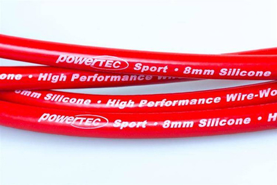 Fije ndezjeje PowerTEC Sport, 8 mm silikon, set për SEAT VW, të kuqe