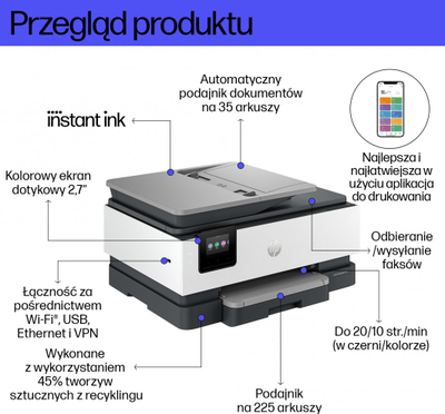 Printer HP OfficeJet Pro 8132e All-in-One, i bardhë / i hirtë