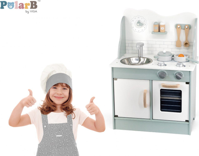 Kuzhinë lodër druri PolarB Kitchen Viga Toys, me aksesorë, mente