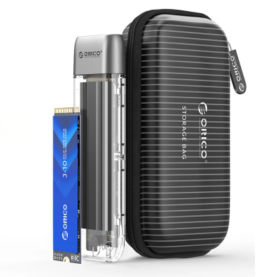 Kuti eksternale SSD Orico TXM2 C3, M.2 NVMe, USB C 3.2 10Gb/s, transparente gri