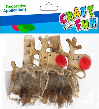 Kapëse dekorative Krishtlindjesh CRAFT with FUN 521636, formë dreri, set 2 copë, shumëngjyrëshe