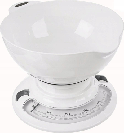 Peshore mekanike për kuzhinë me enë që hiqet, 5 kg, e bardhë