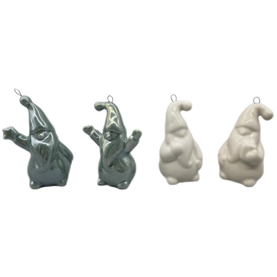 Stoli për pemë Saska Garden Christmas Ceramic Santa, qeramikë, 7.8 cm, i bardhë