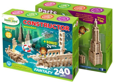 Lodra konstruktore Igroteco Fantazy, 240 pjesë, dru natyral, ngjyrë druri