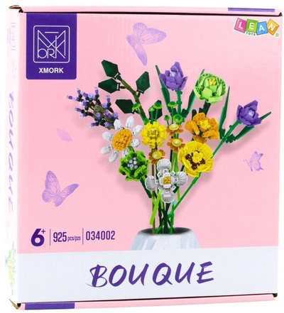 Blloqe konstruktuese LEAN Toys Decorative Bouquet, 925 pjesë, lule shumëngjyrëshe