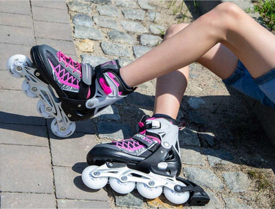 Patina inline Enero Pro LED 4 në 1, nr 34-37, për kalamaj, rozë