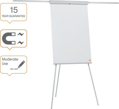 Флипчарт NOBO Essentials, 68x105 cm, мазен челик, со продолжливи краци, бел