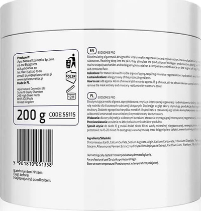 Maskë algesh për fytyrë Apis EXOSOMES PRO, biostimuluese, kundër rrudhave, 200g