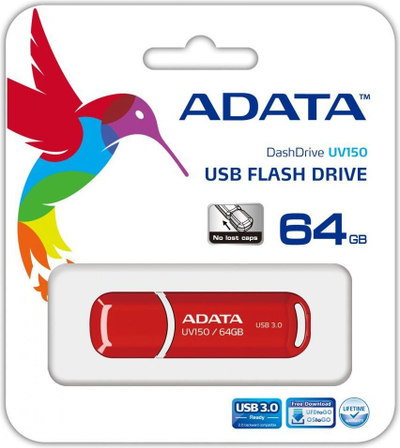 Memorie USB Pendrive ADATA DashDrive Value UV150, 64GB, USB 3.0, e kuqe