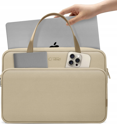 Торба за лаптоп Tech-Protect Carrying Bag, 13-14\", отпорна на вода, пуста беж