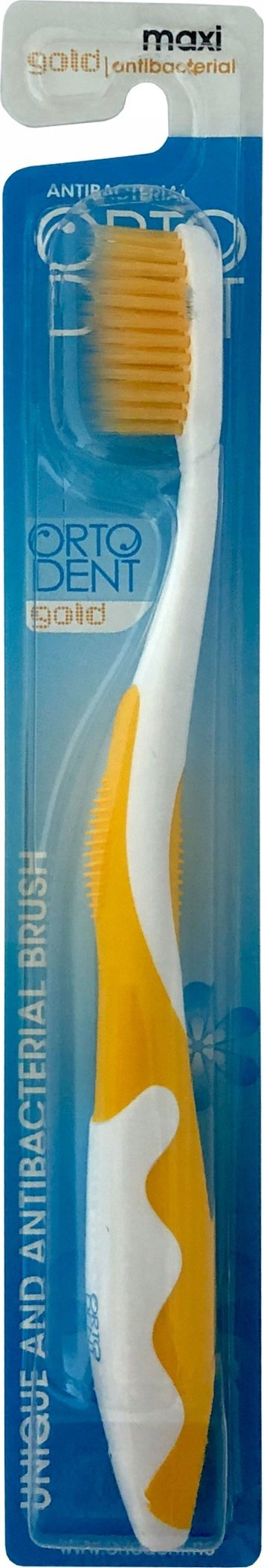 Furçë dhëmbësh ORTO-DENT Gold Maxi Antibacterial, antibakteriale, fijëza me grimca ari, shumëngjyrëshe