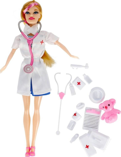 Kukull doktoreshë Mega Creative Doctor Play Set, 29cm, me aksesorë, e bardhë