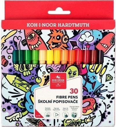Set markera Koh-i-noor 710/2CJ/23, 30 ngjyra, 1–2mm