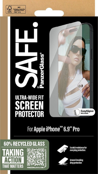 Xham mbrojtës PanzerGlass SAFE iPhone 16 Pro Max, Ultra Wide Fit, transparent