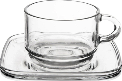 Сет шолји со тацни LAV Cup and Saucer, 250 ml, 6 парчиња, проѕирно стакло
