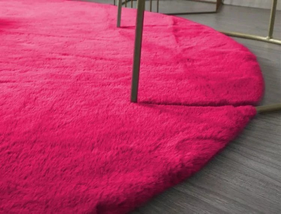 Qilim rrumbullak Round Rabbit Rug Silky Rabbit Fur 90, poliester, antirrëshqitës, rozë e ndezur