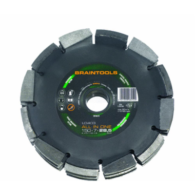 Disk me diamant Rhodius Braintools LD40Q3 për prerje, 150mm, vrimë 28.5mm, i zi