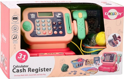 Lodër kasë për kalamaj Cash Register, me karrocë pazarit, me drita dhe zhurma, rozë