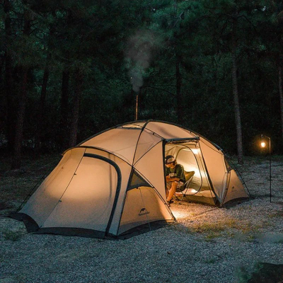 Çadër kampingu Naturehike Shandi CNK2300 ZP030, 4 veta, dy dhoma gjumi, gri