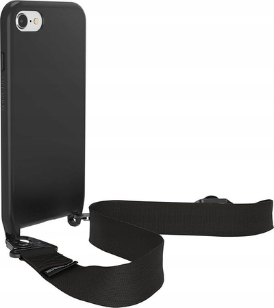 Futrollë OtterBox React Necklace për iPhone SE 3 2 edhe 8 7, me rrip qafe, e zezë