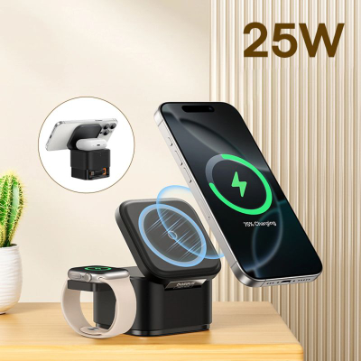 Karikues wireless Baseus MagPro 3 në 1, 25W, magnetik, i zi
