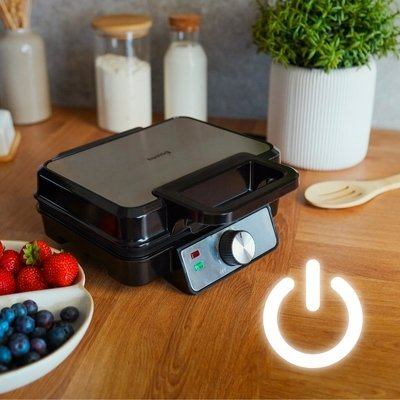 Aparat për waffle Eldom AK-2149, 1200W, pllaka jo ngjitëse, i zi