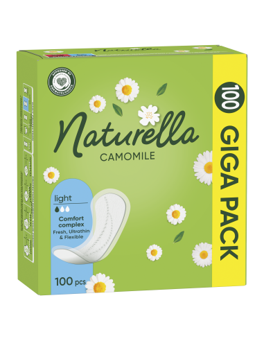 Pështjellakë ditore Naturella Camomile Light, aromë kamomili, 100 copë, të bardha
