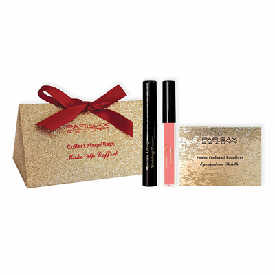 Set dhuratë për femra Parisax, Paletë për sy + Maskarë + Shkëlqyes për buzë