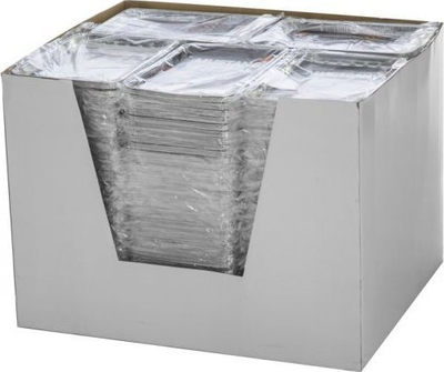 Tabaka alumini për barbecue, 34x23x3 cm, 4 copë në paketim, ngjyrë argjendt