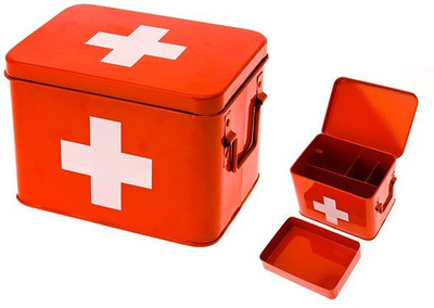 Кутија за лекови Present Time Medicine Box, метална, со бел крст