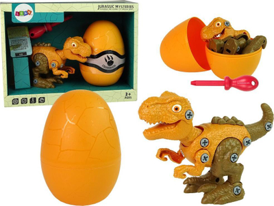 Set lodër LeanToys Dinosaur Tyrannosaurus Rex, DIY me kaçavidë, me vezë, portokalli