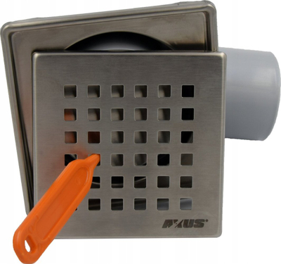 Shkarkues dyshemeje Axus 10x10 cm, trap i thatë, inoks mat, gri