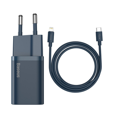 Karikues Baseus Super Si CCSUP-B03, 1x USB-C 3A, me kabllo, blu i errët