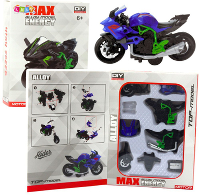 Lodër motoçikletë metalike DIY 1:14, set për montim, jeshile blu