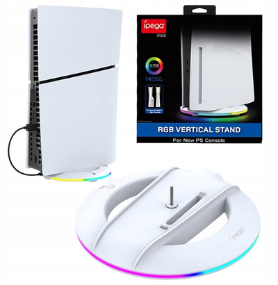Qëndrim vertikal iPega P5S025S, RGB, për PS5 Slim, i bardhë