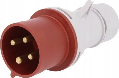 Prizë industriale portative 32A 4P, 400V, IP44, e bardhë kuqe