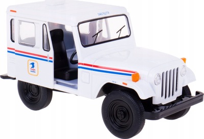 Lodër metalike Jeep Kinsmart DJ-5B USPS 1971, shkalla 1:26, pull back, e bardhë