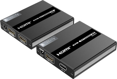 Extender HDMI KVM Techly, set transmetues marrës, USB RJ45, i zi