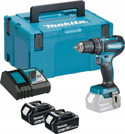 Trapan kombinues Makita DHP485RTJ, 18V, me goditje, blu