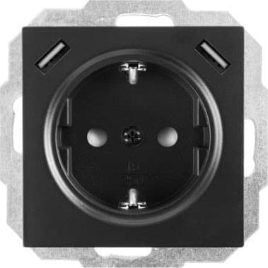 Prizë muri Elektroplast 3889-19, 1x230V, 2xUSB, e zezë
