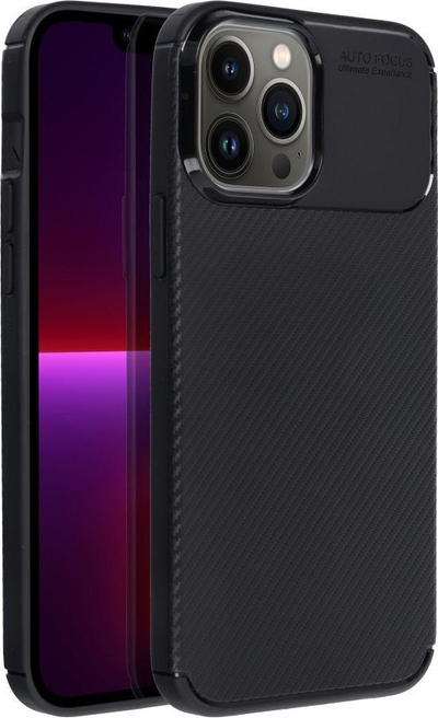 Mbështjellës karbon premium për iPhone 13 Pro Max, TPU, antirrëshqitës, i zi