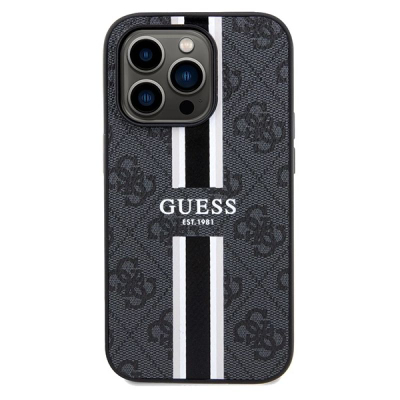 Mbulesë telefoni Guess 4G Printed Stripes MagSafe, për iPhone 15 Pro Max 6.7", hardcase, e zezë