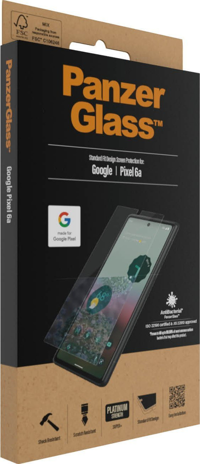 xham mbrojtës PanzerGlass 4770 për Google Pixel 6a, xham i fortë, transparent